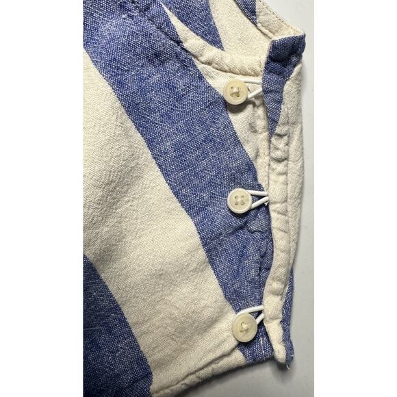 Tea Collection Girls Sz 6 Linen Blend Nautical Blue White Stripe Dress Coastal - Picture 2 of 8